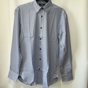 WRK 4 Way Stretch Button down Long sleeve Diamond Pattern Men's Dress Shirt